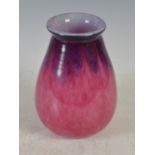 A rare Monart vase, shape IC, mottled purple and pink with pulled up line decoration and opaque