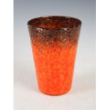 A Monart vase, shape OE, mottled orange, yellow and black with gold coloured inclusions, 20cm high.