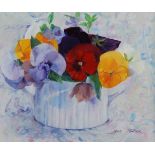 AR Ann Patrick (b.1937) Winter Flowering Pansies oil on board, signed lower right 24.5cm x 29.5cm