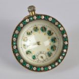 A late 19th/ early 20th century French spherical glass and gilt metal boudoir clock, the Arabic