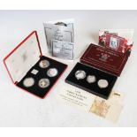 Two Royal Mint Silver Proof sets, H.M. Queen Elizabeth II Silver Proof Crown four-coin Collection,