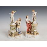 A pair of late 19th/ early 20th century Continental porcelain figure groups, modelled with putti and