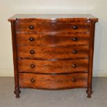 A 19th century mahogany serpentine chest, the shaped rectangular top above five long graduated