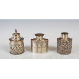 Three Victorian and Edwardian silver tea caddies, one London, 1896, makers mark rubbed, of