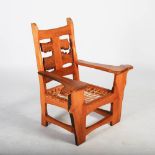 Tim Stead (1952-2000) - A burr elm Vertebrate armchair, with strung seat, 103.5cm wide x 105cm