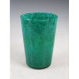 A Monart vase, shape OE, mottled green and cased in clear glass, bearing original paper label, OE,