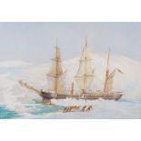 AR Harold Wyllie (1880-1975) H.M.S. Albert (1875-6) in Polar seas 82. 24'N oil on board, signed