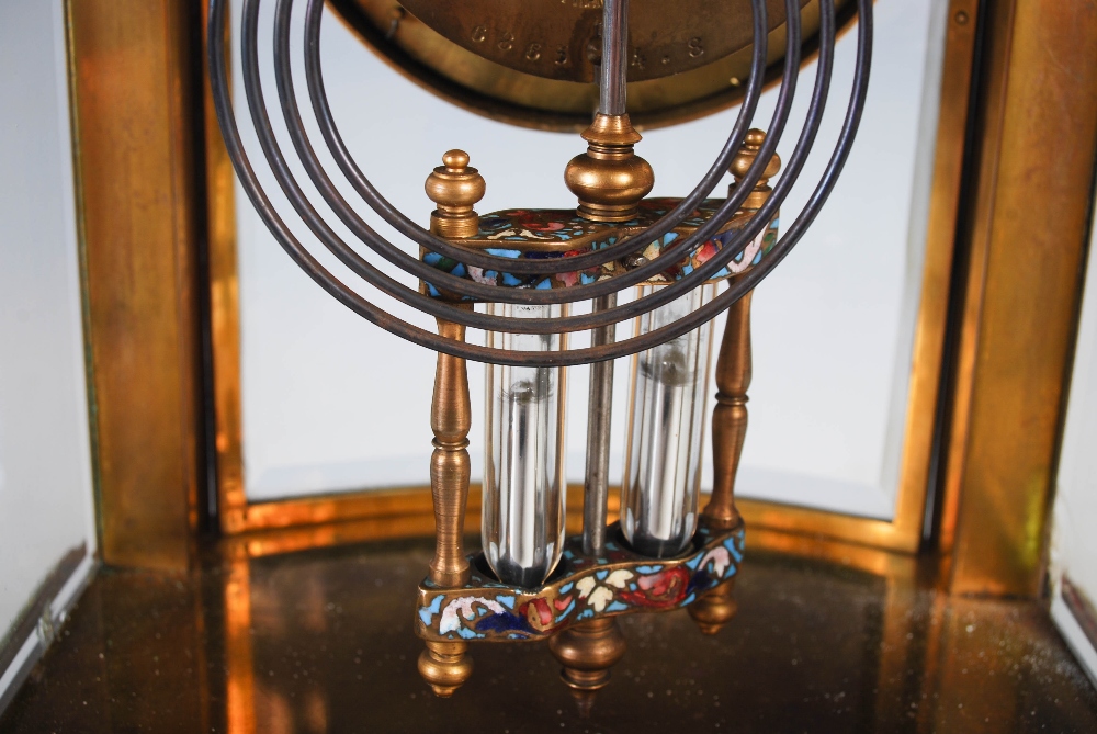 An early 20th century onyx and champleve enamel mantle clock, the circular dial with Arabic numerals - Image 8 of 9