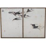 Watanabe Seitei (1851-1919), two Japanese woodblock prints, red capped manchurian crane and