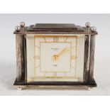 An Art Deco electroplated mantle clock JAMES RAMSEY, DUNDEE, with silvered dial and gilt metal Roman