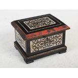 A 19th century Italian ebonised, tortoiseshell, ivory inlaid and gilt metal mounted casket, FERD.