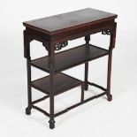 A Chinese dark wood display/curio table, late 19th/early 20th century, the panelled rectangular