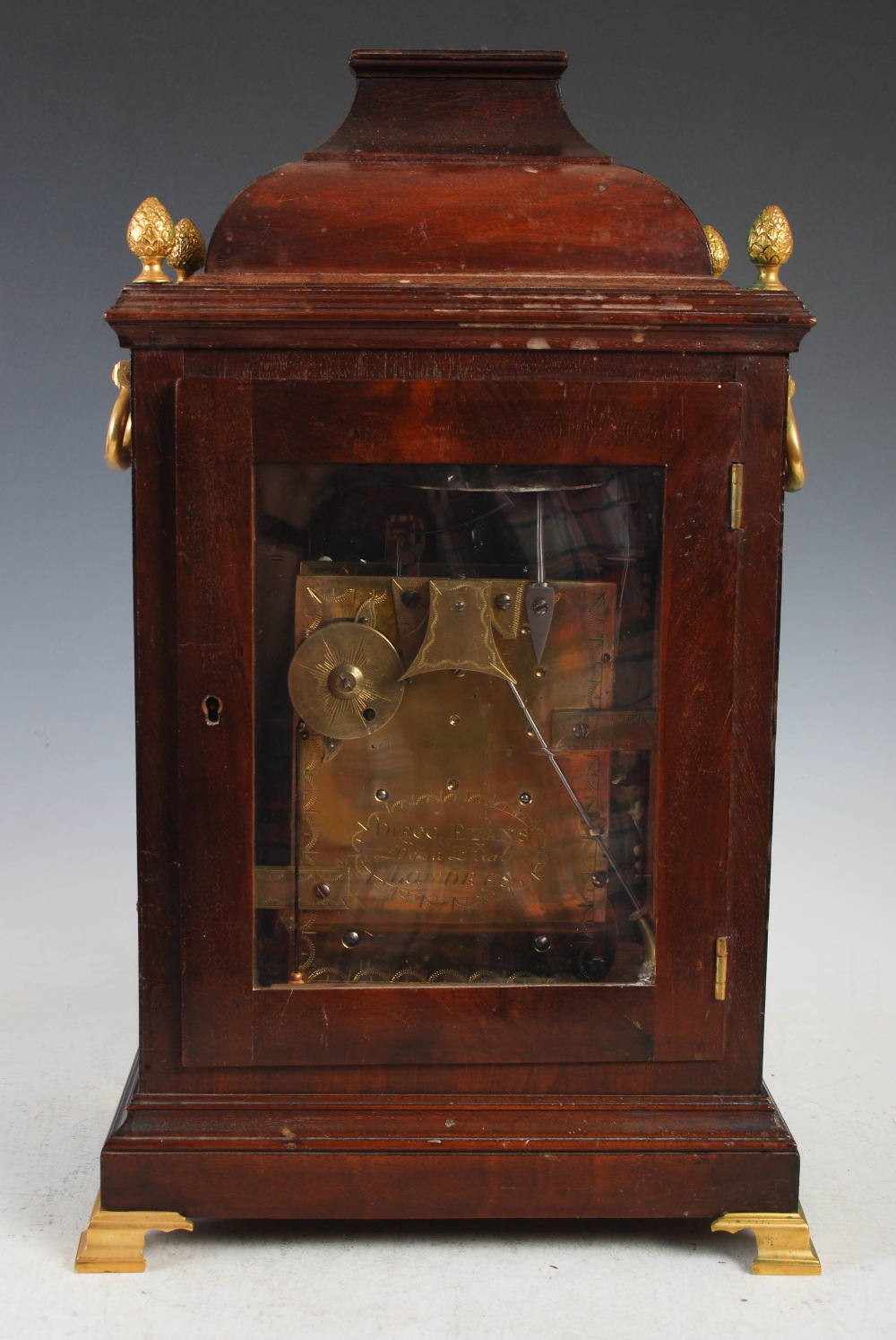 A George III mahogany bracket clock for the Spanish market, Diego Evans, Bolsa Real, Londres, the - Image 3 of 16