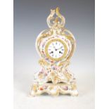 Thomas, Paris, a 19th century Paris porcelain and ormolu mounted Rococo style mantel clock on stand,