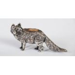 An Edwardian silver pin cushion in the form of a fox, Birmingham 1906, makers mark of L & S, 6cm