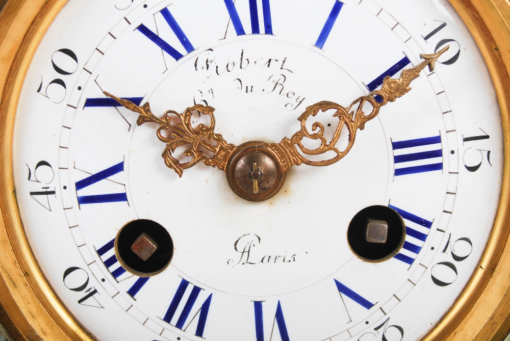 Robert, Paris, a late 19th century Dresden porcelain mantel clock, the circular enamelled dial - Image 6 of 12