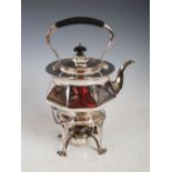 An Art Nouveau silver kettle on stand, London 1909, makers mark of G & S Co LD, the octagonal shaped