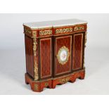 A good late 19th century French rosewood, marquetry and ormolu mounted breakfront side cabinet,