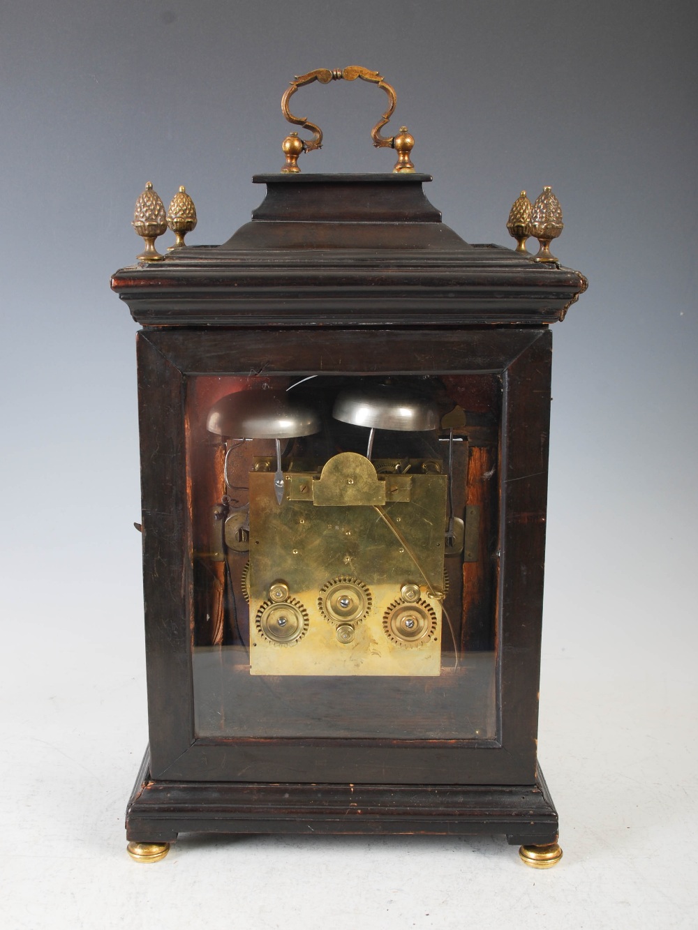 An ebonised bracket clock, Cheiter, London, the brass dial with silvered chapter ring bearing Arabic - Image 3 of 16