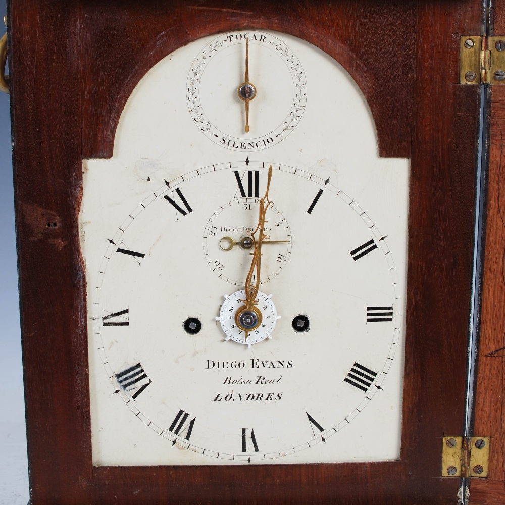 A George III mahogany bracket clock for the Spanish market, Diego Evans, Bolsa Real, Londres, the - Image 5 of 16