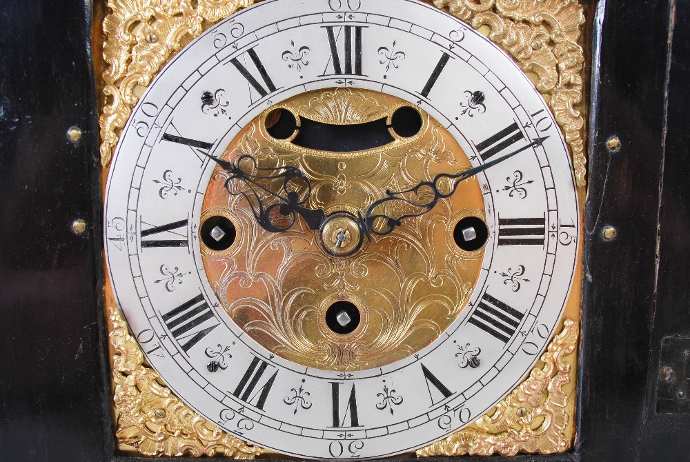 An ebonised bracket clock, Cheiter, London, the brass dial with silvered chapter ring bearing Arabic - Image 8 of 16