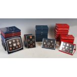 The Royal Mint, a large collection of assorted proof sets, comprising: red leatherette cased