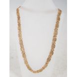 A 9ct yellow gold necklace, stamped marks, 27.5 grams, 43cm long.