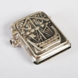 Alexander Ritchie (1856-1941), a silver vesta case, Birmingham 1924, makers mark A.R. Iona, with