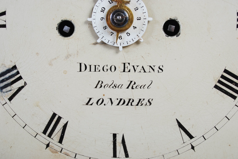 A George III mahogany bracket clock for the Spanish market, Diego Evans, Bolsa Real, Londres, the - Image 6 of 16