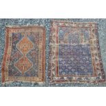 A Persian prayer rug and a small Persian rug, late 19th/early 20th century, the prayer rug with a