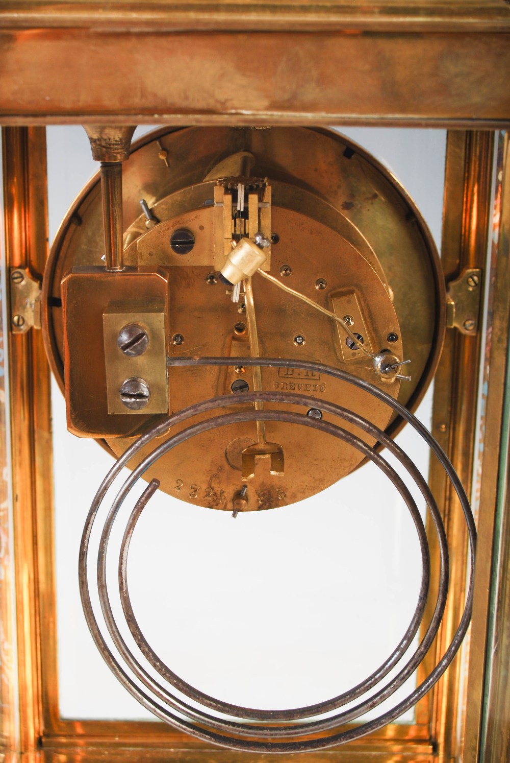 A late 19th/early 20th century gilt metal and champleve enamel mantel clock, the circular dial - Image 7 of 11