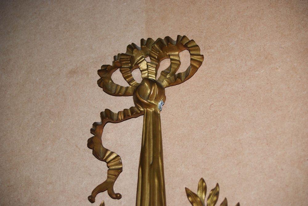 A late 19th/ early 20th century French gilt metal wall clock and matching barometer, both with white - Image 8 of 10