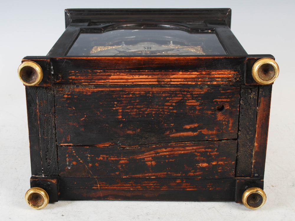 An ebonised bracket clock, Cheiter, London, the brass dial with silvered chapter ring bearing Arabic - Image 5 of 16