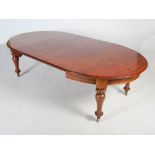A 19th century mahogany dining room suite, comprising: Victorian inverted breakfront sideboard, oval