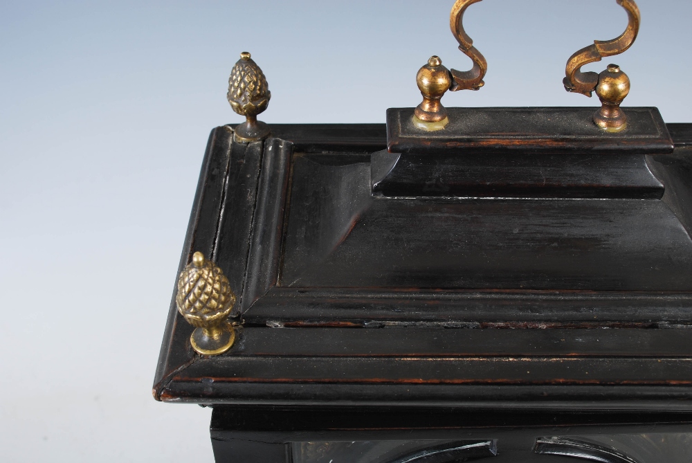 An ebonised bracket clock, Cheiter, London, the brass dial with silvered chapter ring bearing Arabic - Image 14 of 16