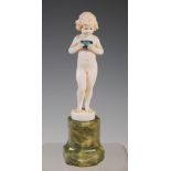 Ferdinand Preiss (1882-1943) An Art Deco ivory figure 'Girl with box', signed 'F. PREISS', on