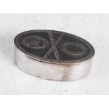 A George III Scottish Provincial silver oval shaped double snuff box, William Scott, Dundee, circa