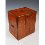 A 19th century oak and brass bound table top cabinet of drawers, ARMY & NAVY, the hinged doors