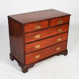 A George III mahogany and boxwood lined chest, the moulded rectangular top above two short and three