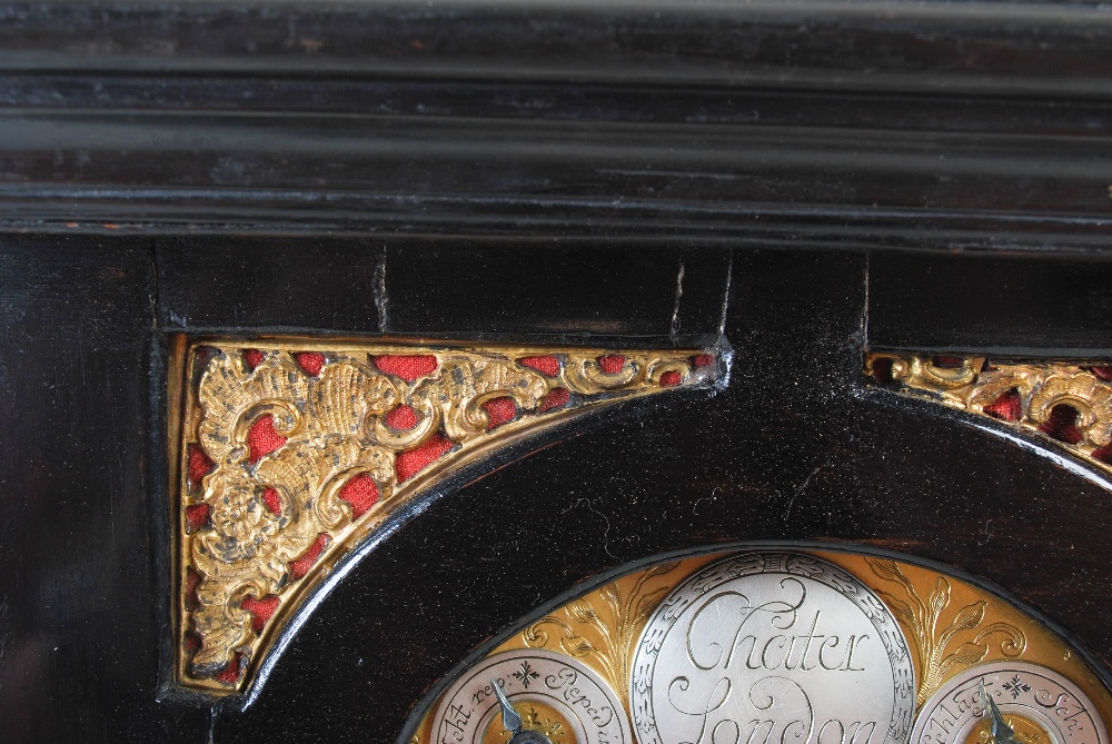 An ebonised bracket clock, Cheiter, London, the brass dial with silvered chapter ring bearing Arabic - Image 15 of 16