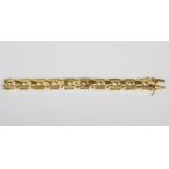 A 14ct gold bracelet, stamped marks, 32.5 grams, 18.5cm long.