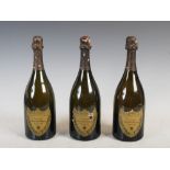 Three bottles of Moet et Chandon Champagne Cuvee Dom Perignon, Vintage, 1985, 12.5% vol., 75cl.