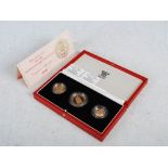 The Royal Mint, 500th Anniversary 1489-1989 Gold Proof Sovereign Three-Coin Set, with Certificate of