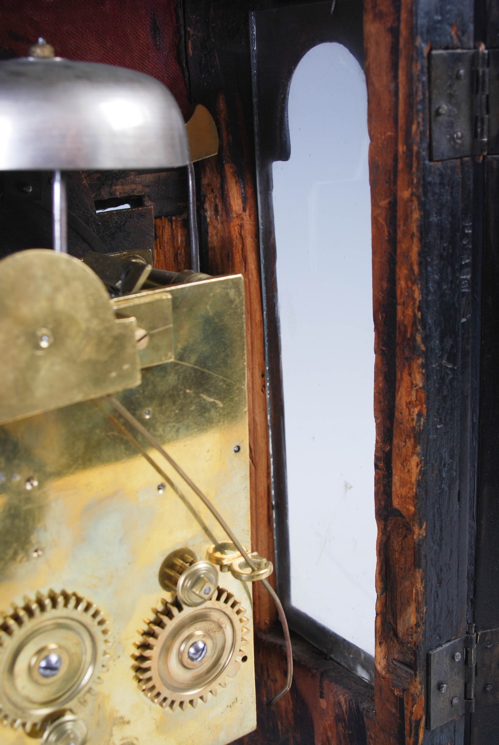 An ebonised bracket clock, Cheiter, London, the brass dial with silvered chapter ring bearing Arabic - Image 11 of 16