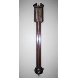 A George III mahogany and chequer banded stick barometer, Somalvico, Lione & Co. 125 Holb.n Hill,