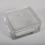 'Chat', A Lalique clear and frosted glass rectangular box and cover, the cover moulded with the head