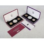 The Royal Mint, two cased three coin proof sets The Royal Birthday Collection Her Majesty Queen