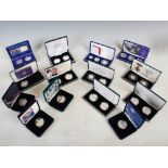 The Royal Mint, fourteen assorted silver proof coin sets, comprising: 1999 Churchill