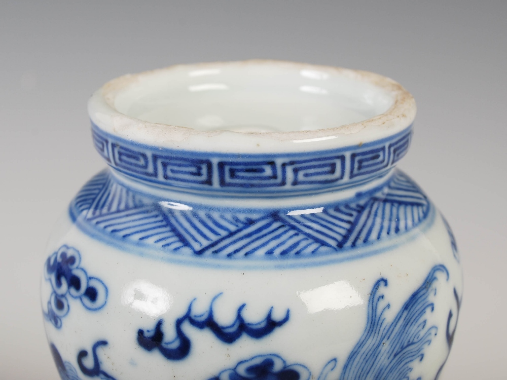 A Chinese porcelain blue and white incense burner stand, late 19th/ early 20th century, decorated - Image 5 of 9