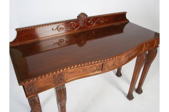 A George III style mahogany bow front console table and matching smaller console table, the larger - Image 6 of 15